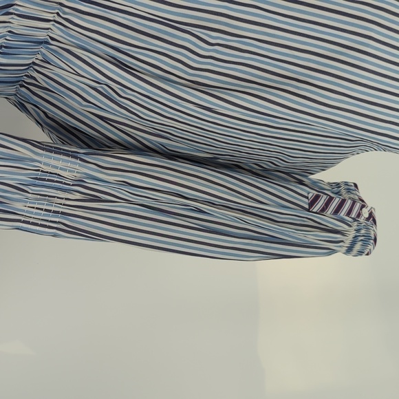 Teija Striped Off Shoulder Top Blue White 12 preppy academia Business casual - Picture 5 of 9